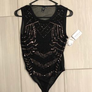 Bodysuit. Sheer, sequin